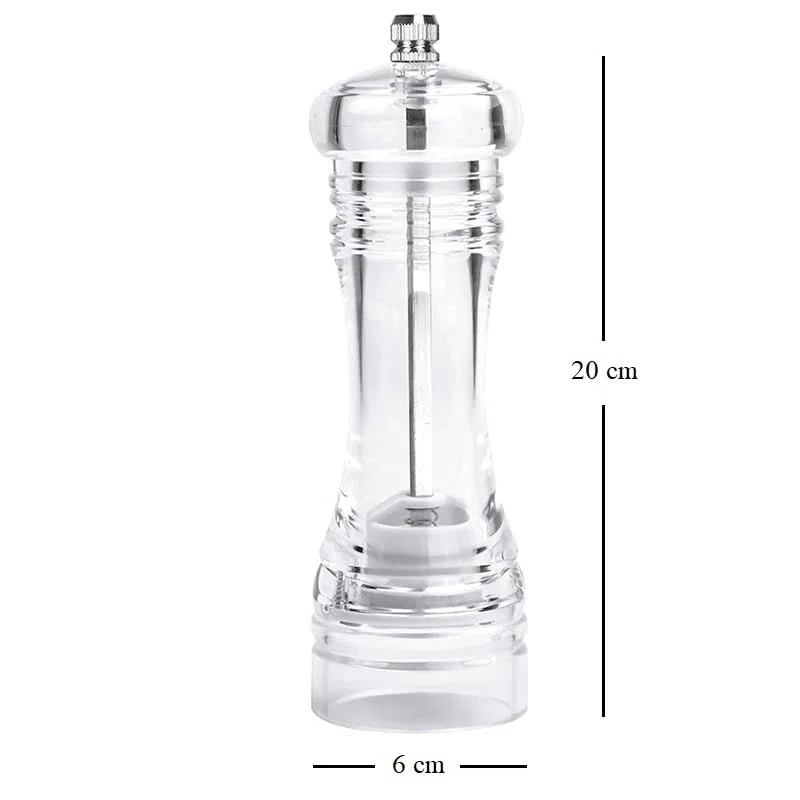 Virsus 2 Macina Sale e Pepe Manuale Trasparenti 4201, Macinapepe In Acrilico con Smerigliatrice in Ceramica, Finezza Regolazione, Dosatore per Pepe, Sale, Spezie, Erbe (20 cm)