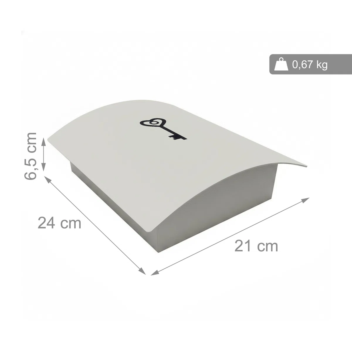 Relaxdays Portachiavi, con sportello, 9 Ganci, Simbolo Chiave, HLP: 24x21x6,5 cm, Chiusura Magnetica, Bianco