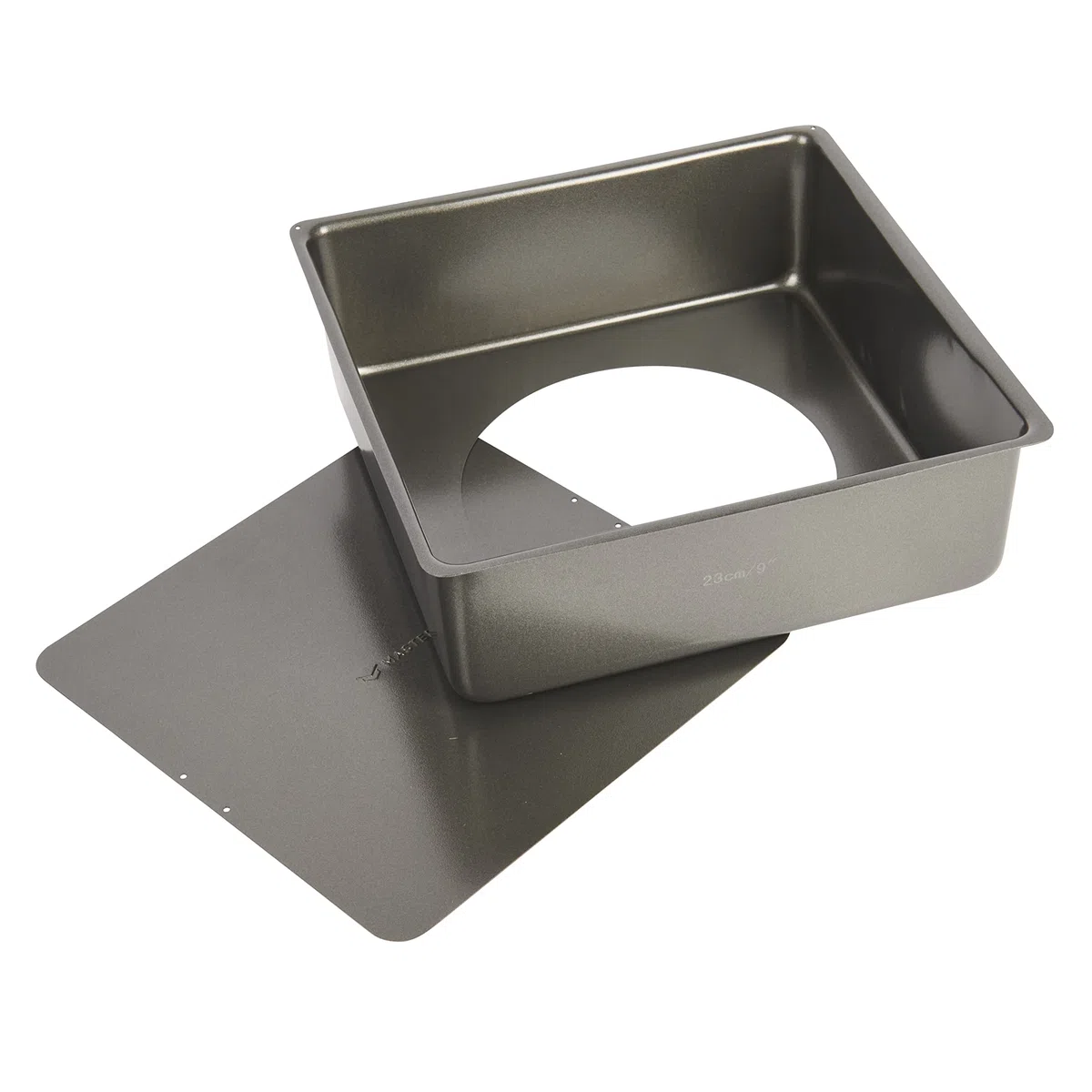 MasterClass Deep Cake Tin, 23cm Square Pan, With Loose Bottom, Non Stick, 1 mm Carbon Steel, PFOA free, 9 Inch, Grey