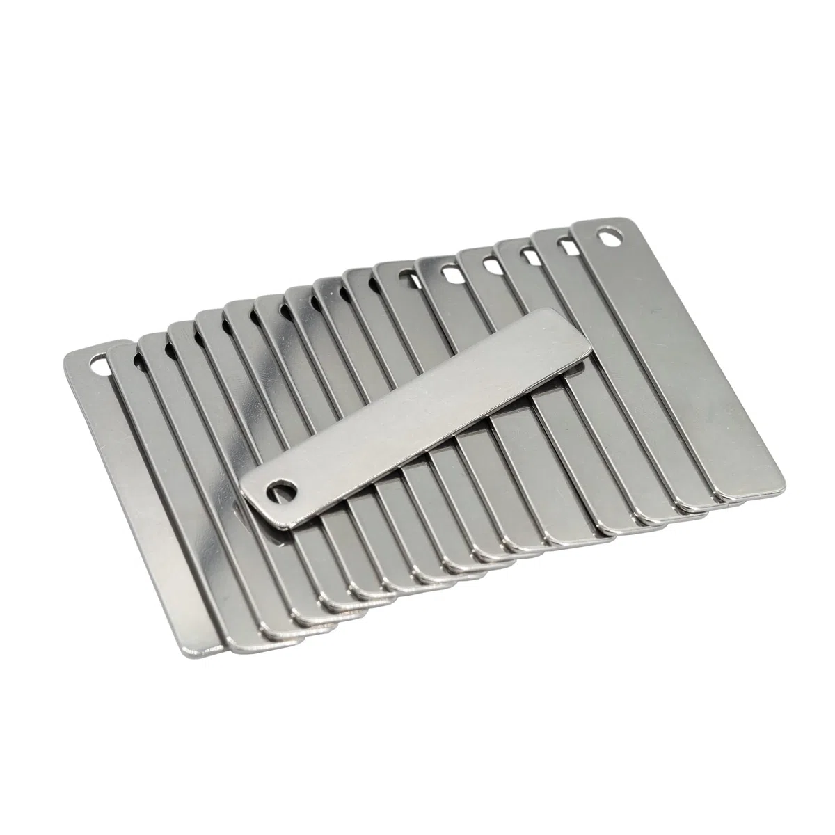 Etichette vuote rettangolari in acciaio inox, 50 pezzi, 5 x 1 cm