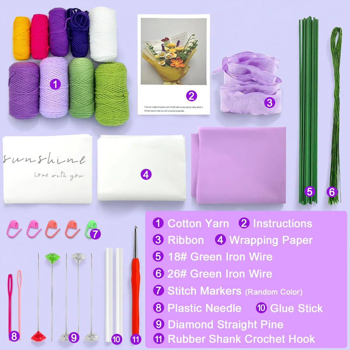 BoloShine Kit Uncinetto per Principianti, Rose e Bouquet Kit All'uncinetto Kit di Partenza con Video di Lstruzioni, Arredamento Creativo per la Casa, Regalo di Compleanno Ideale per Mamma e Sorelle