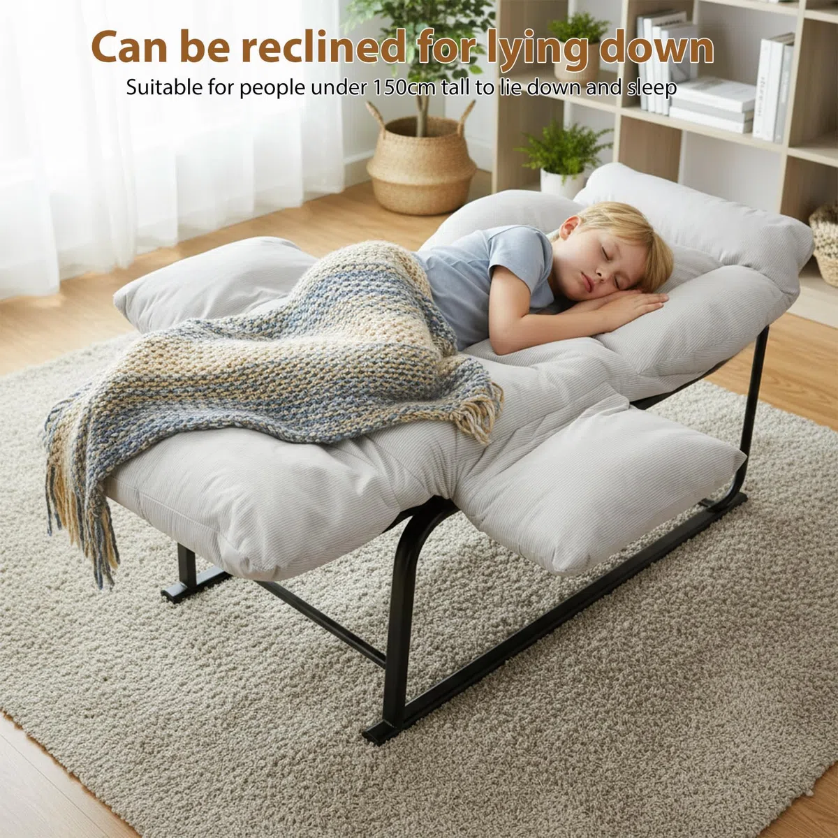 Poltrona Relax, Ergonomica Reclinabile 90°-180°, Poltrona Reclinabile con Schienale e Poggiapiedi Regolabile, Poltrone per Soggiorno/Ufficio, con Tasconi Laterali, Bianco