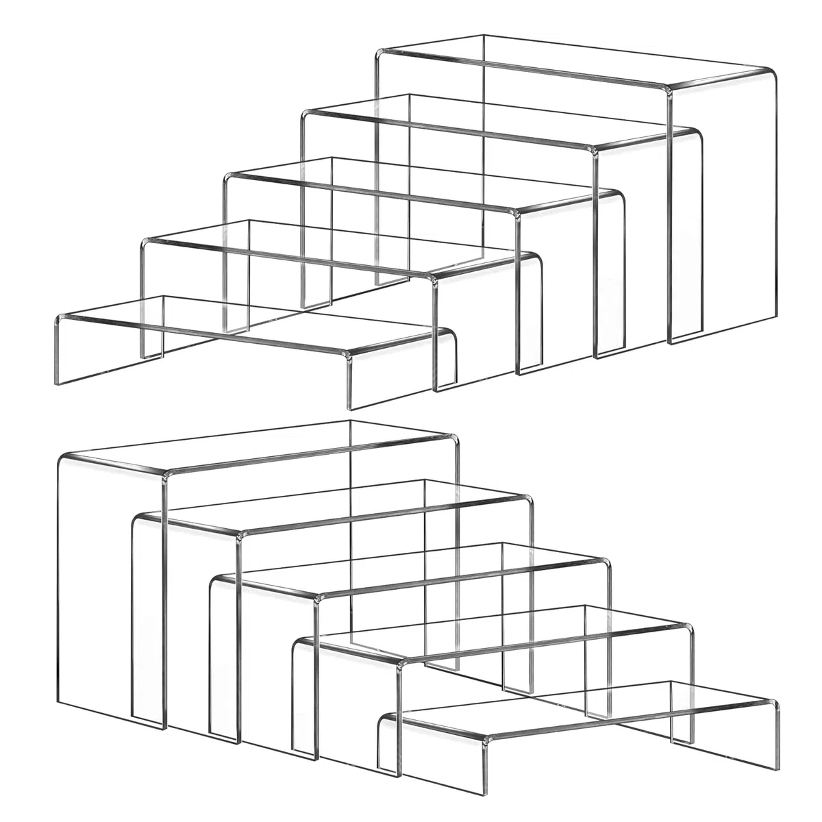 10 supporti per display in acrilico, 5 misure, trasparenti Riser, supporto per display, cosmetici, cupcakes