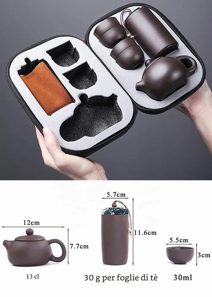 Set da tè 7 pezzi Cinese Servizio da tè in ceramica Piccolo con teiera da 130ml e 4 tazze da tè da 30ml Set da tè portatile da viaggio come regalo