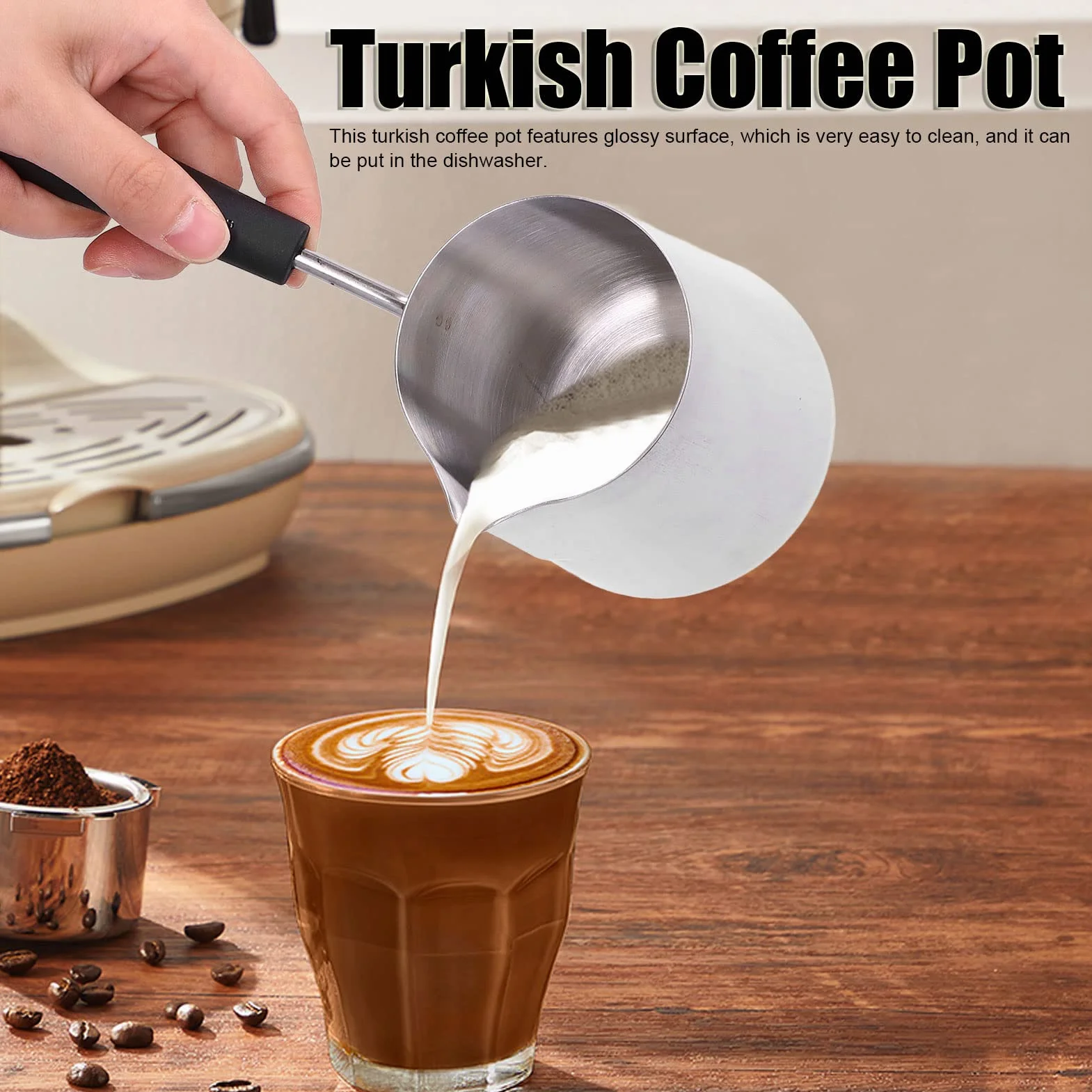 Tyenaza Pentolino Latte Induzione, 600 ml Scalda Burro, Scaldaburro Resistente alle Alte Temperature in Acciaio Inossidabile con Superficie Lucida con Manico Resistente al Calore per Sciroppo