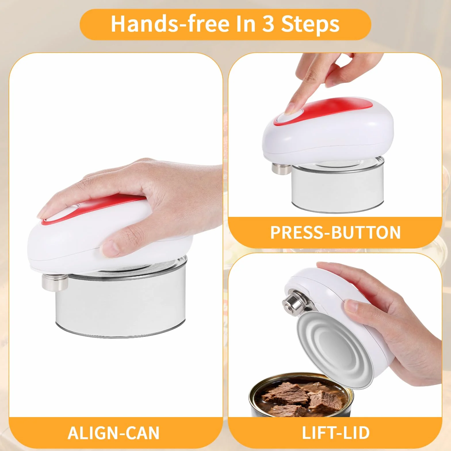 Starvortex Apriscatole Elettrico, Funzionamento Automatico Con Un Solo Tocco, Gadget da Cucina Compatto e Portatile, Bordo Liscio, A batteria, A mani libere, per Artriti e Persone con Mani Deboli