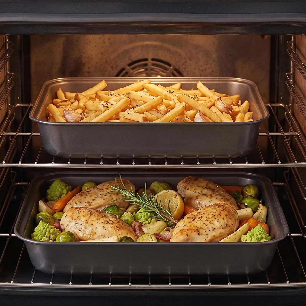 Set di 3 Teglie da Forno Antiaderenti in Acciaio al Carbonio - Cottura Uniforme e Facile Pulizia - Ideali per Lasagne, Arrosti e Verdure - Perfette per Famiglie e Meal Prep