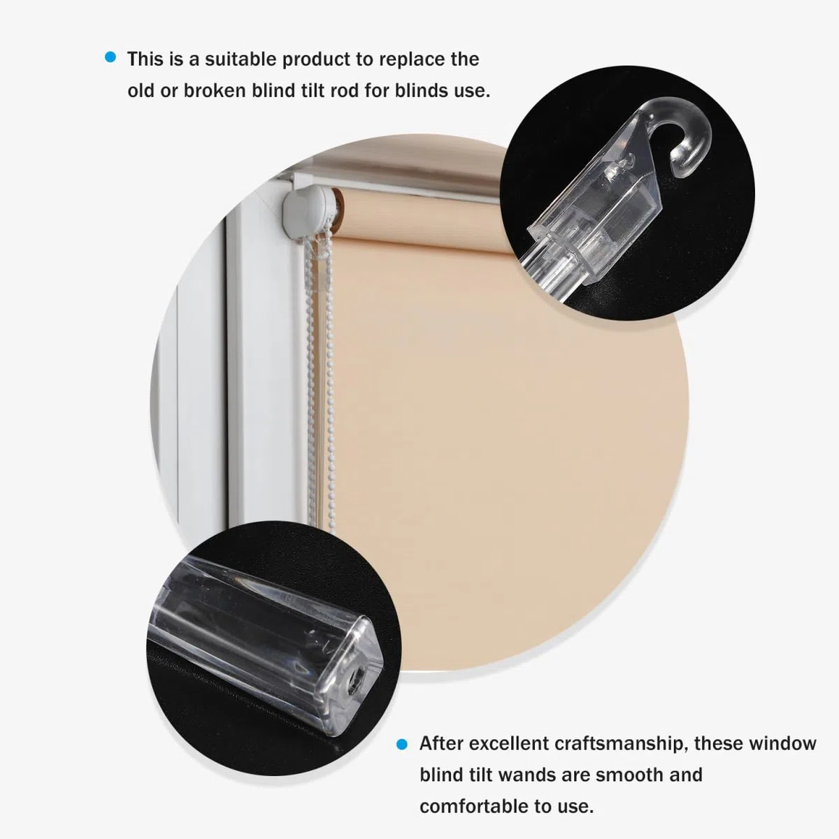 BESPORTBLE Asta Tiratenda Trasparente Da 43 Cm - 8 Pezzi - Parti Di Ricambio Per Bacchette Veneziane Aste Per Tende Verticali Con Gancio e Impugnatura Accessori Per Tende Da