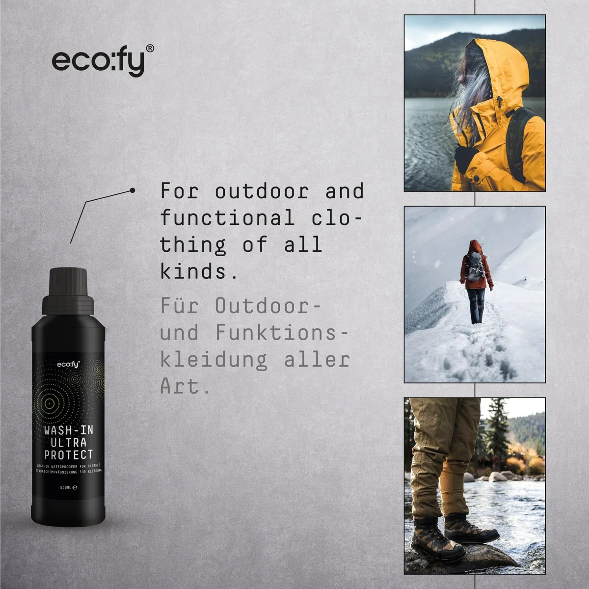 Wash-In Ultra Protect - Impregnazione di lavaggio per abbigliamento esterno e funzionale in cotone, membrana sintetica in pelle Gore-Tex