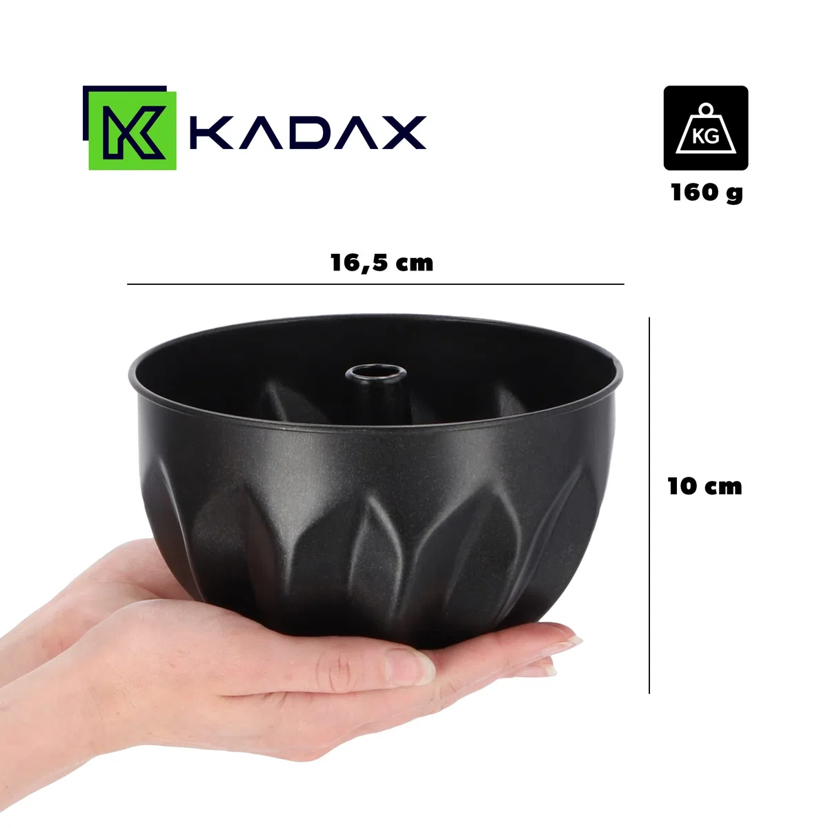 KADAX Stampo per ciambella, in lamiera con rivestimento antiaderente, in 2 diverse misure, forma rotonda, distribuzione uniforme del calore (diametro 16,5 cm con foro)