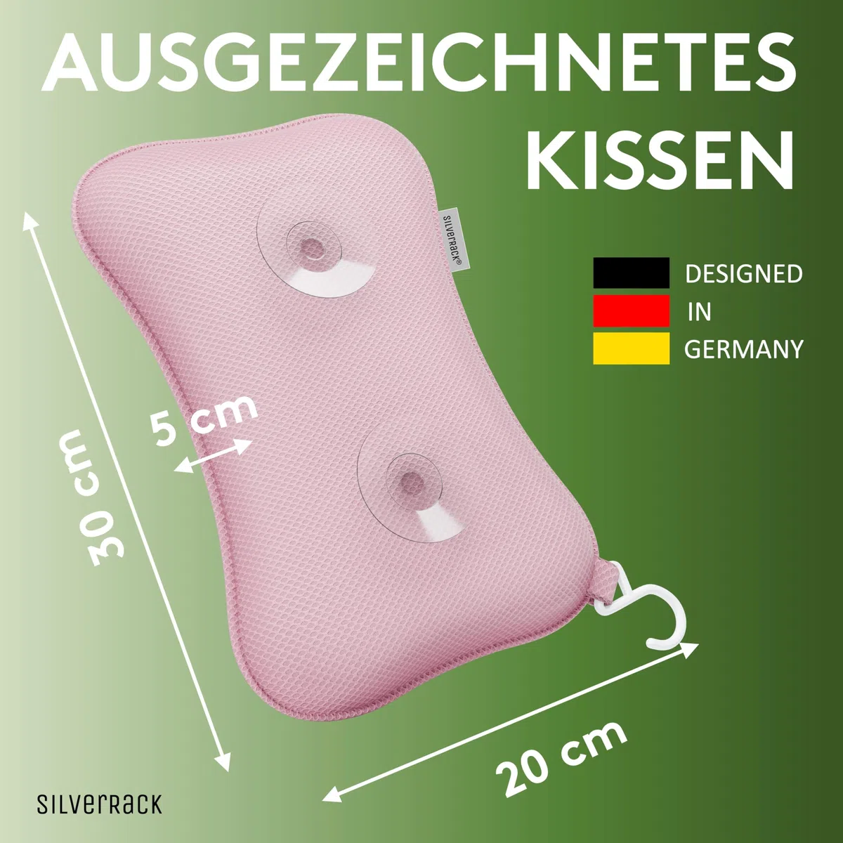 SilverRack Cuscino per Vasca da Bagno di Alta Qualità, Colore Rosa, con Ventose, per Cervicale e Idromassaggio, Accessorio per Vasca da Bagno