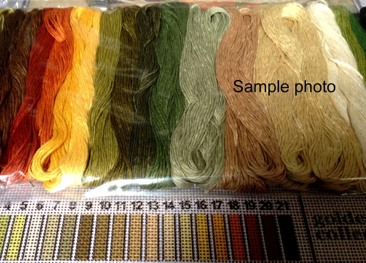 Kit Mezzo Punto Completo tela stampata e filati Dame di Mucha 25x70 cm (332)