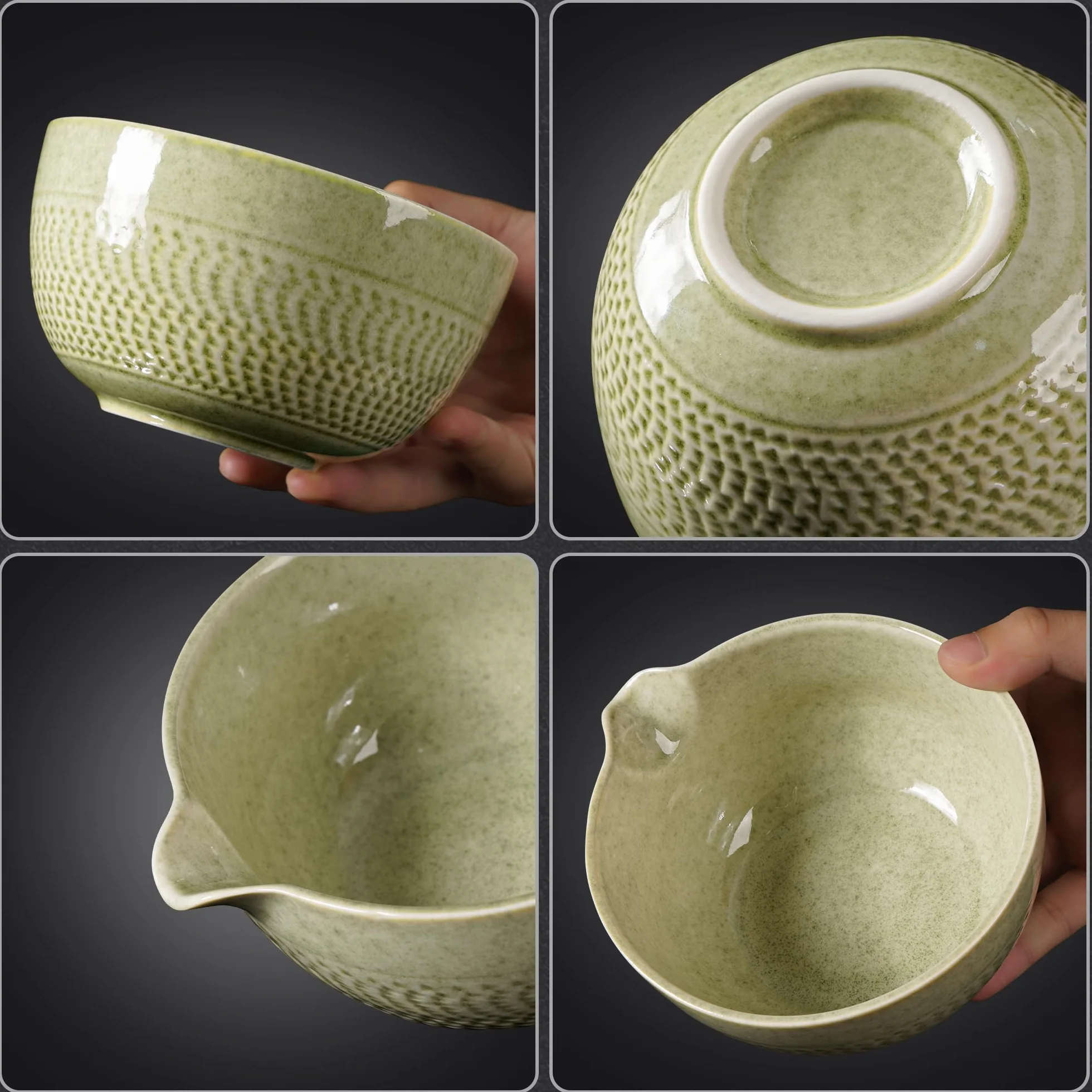 Set Matcha - 7 Pezzi Kit Cerimonia Completo con Frusta Matcha in Bambù Cucchiaio, Colino, Ciotola, Strofinaccio, Portacucchiaio e Supporto per Frusta - per Regalo Del Compleanno e Natale