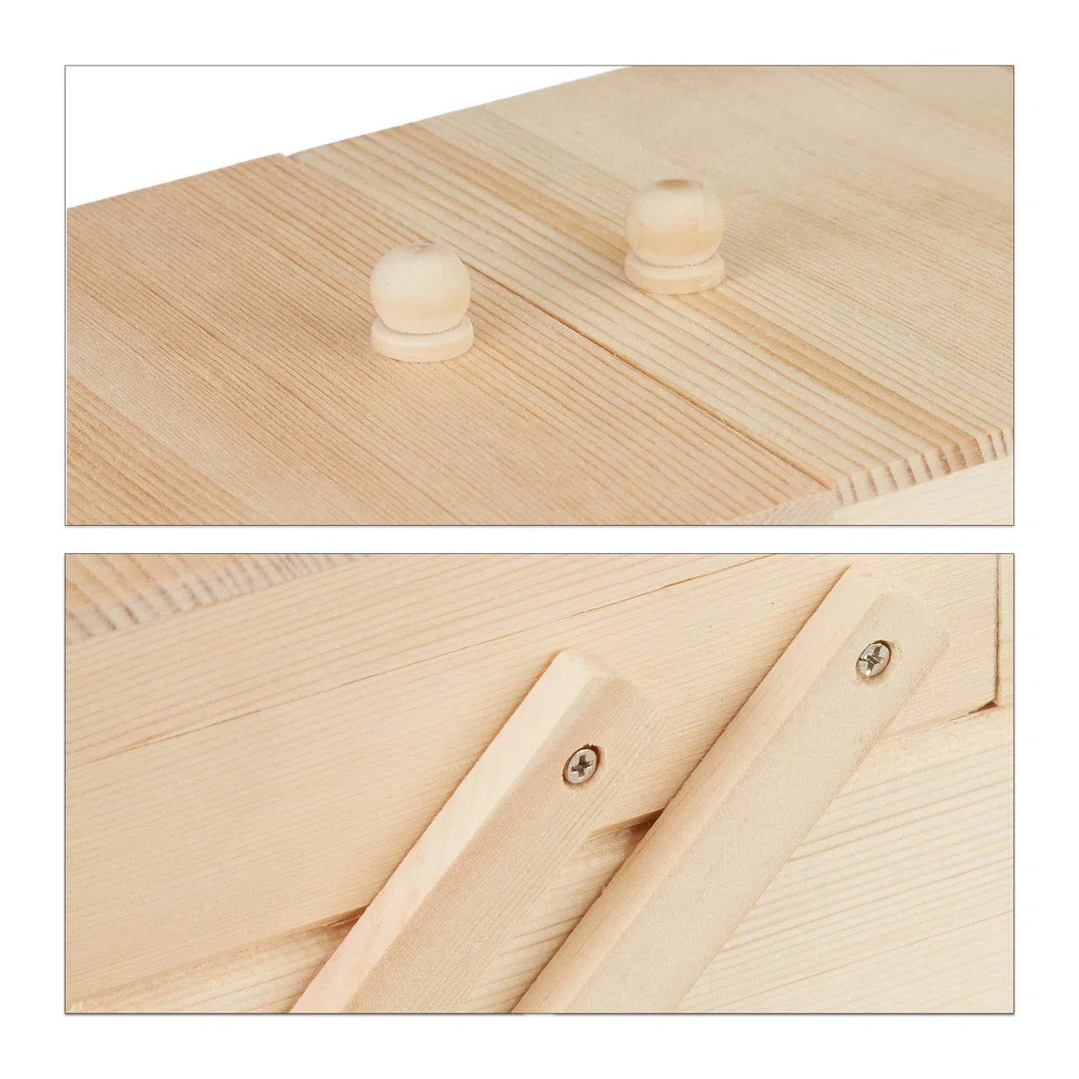 Relaxdays Scatola da Cucito in Legno, 5 Scomparti, Pieghevole, Vuota, Manici, Aspetto Naturale, 12x26x15,5 cm, Naturale