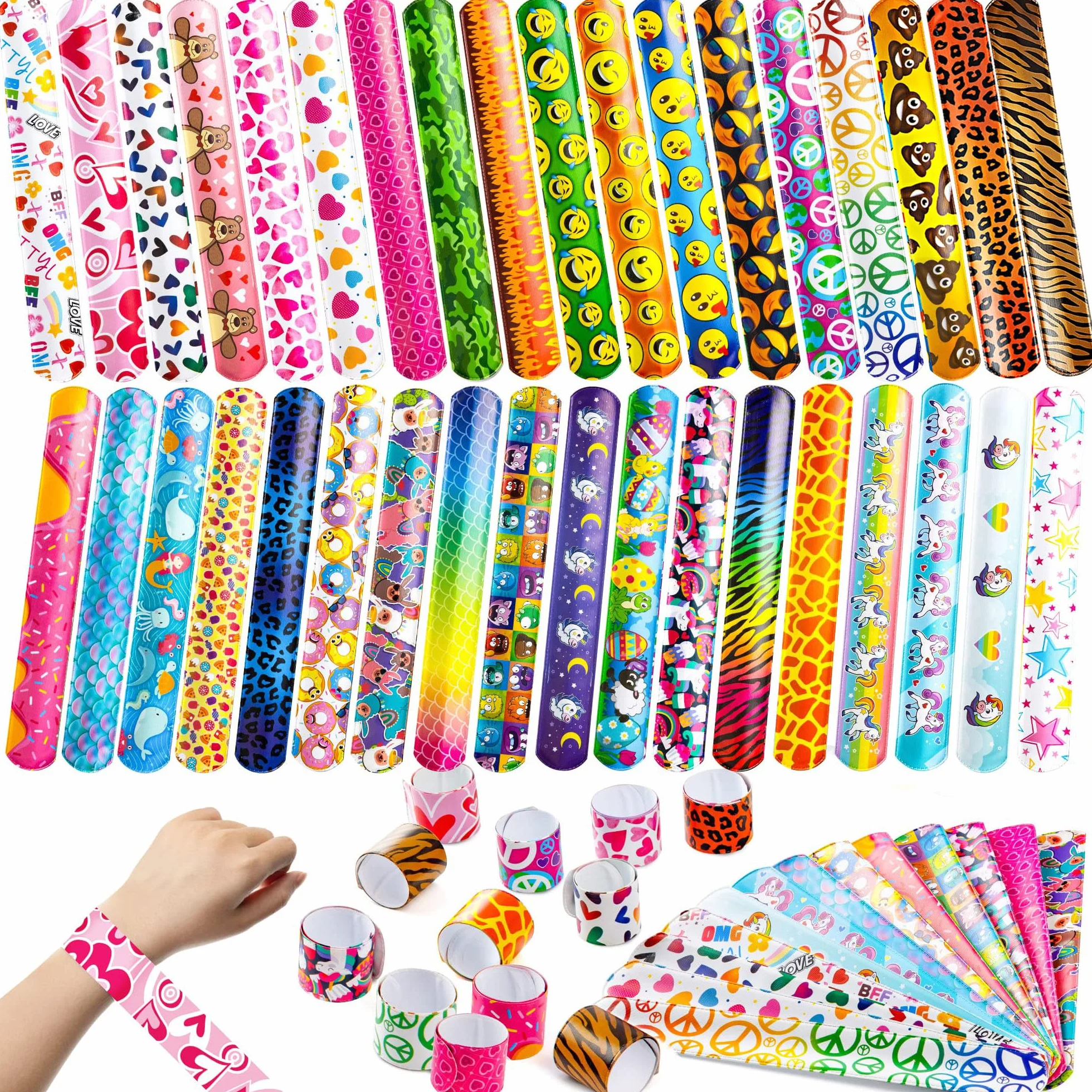 JOYIN Set di 144 braccialetti a scatto con unicorno, per bambini, per il compleanno dei bambini, per ragazzi e ragazze, con chiusura a scatto