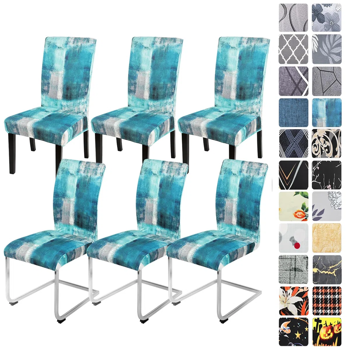 Alishomtll Set di 4/6 coprisedia elasticizzati per sedia basculante, coprisedia elastici, rimovibili, lavabili per sala da pranzo, ristorante, hotel, banchetti, matrimoni (blu turchese, 6 pezzi)