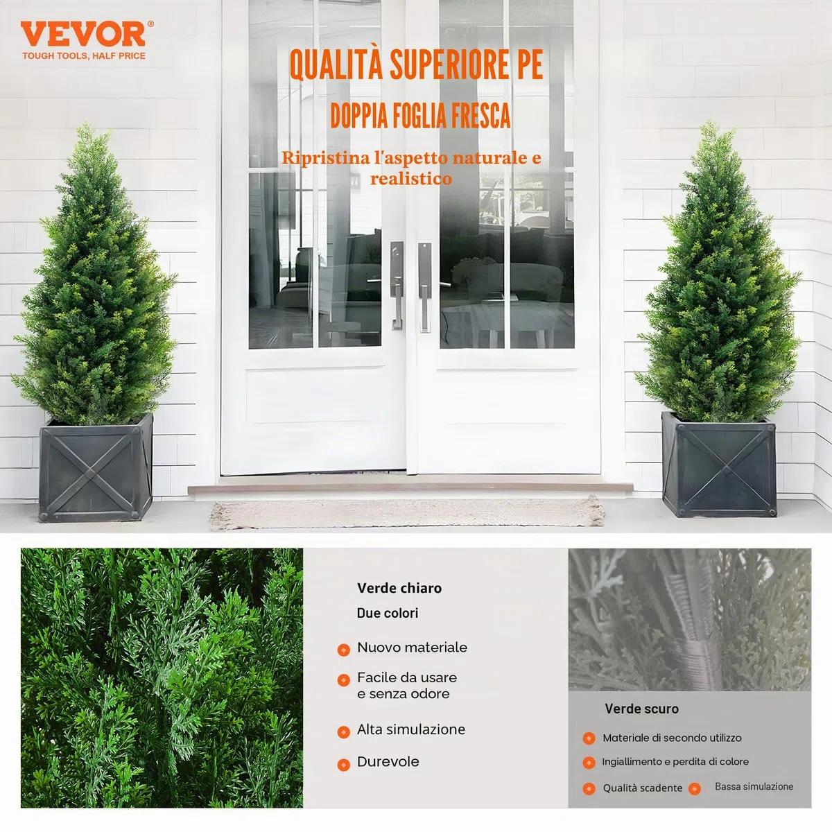 VEVOR Albero Topiario di Cedro Artificiale, Alto 91,4 cm Realistiche Piante in Vaso di Pino con Foglie Extra, Set di Verde Artificiale Protetto dai Raggi UV per Domestica di Interni Esterni (2 Pezzi)