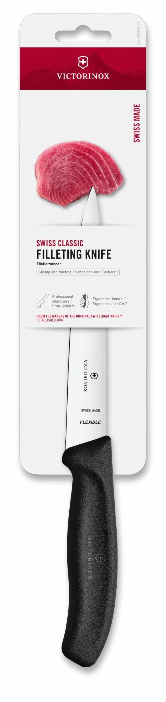 Victorinox Swiss Classic Coltello per sfilettare, 16 cm, manico ergonomico, lama flessibile, nero