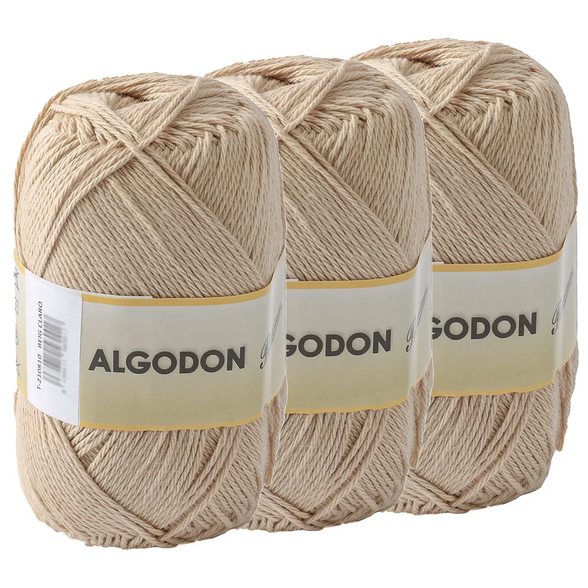 Gomitolo Filato 220 Metri di 100% Cotone Perfetto per Maglia e Uncinetto – Colore Beige chiaro 100 gr x 3 Pezzi