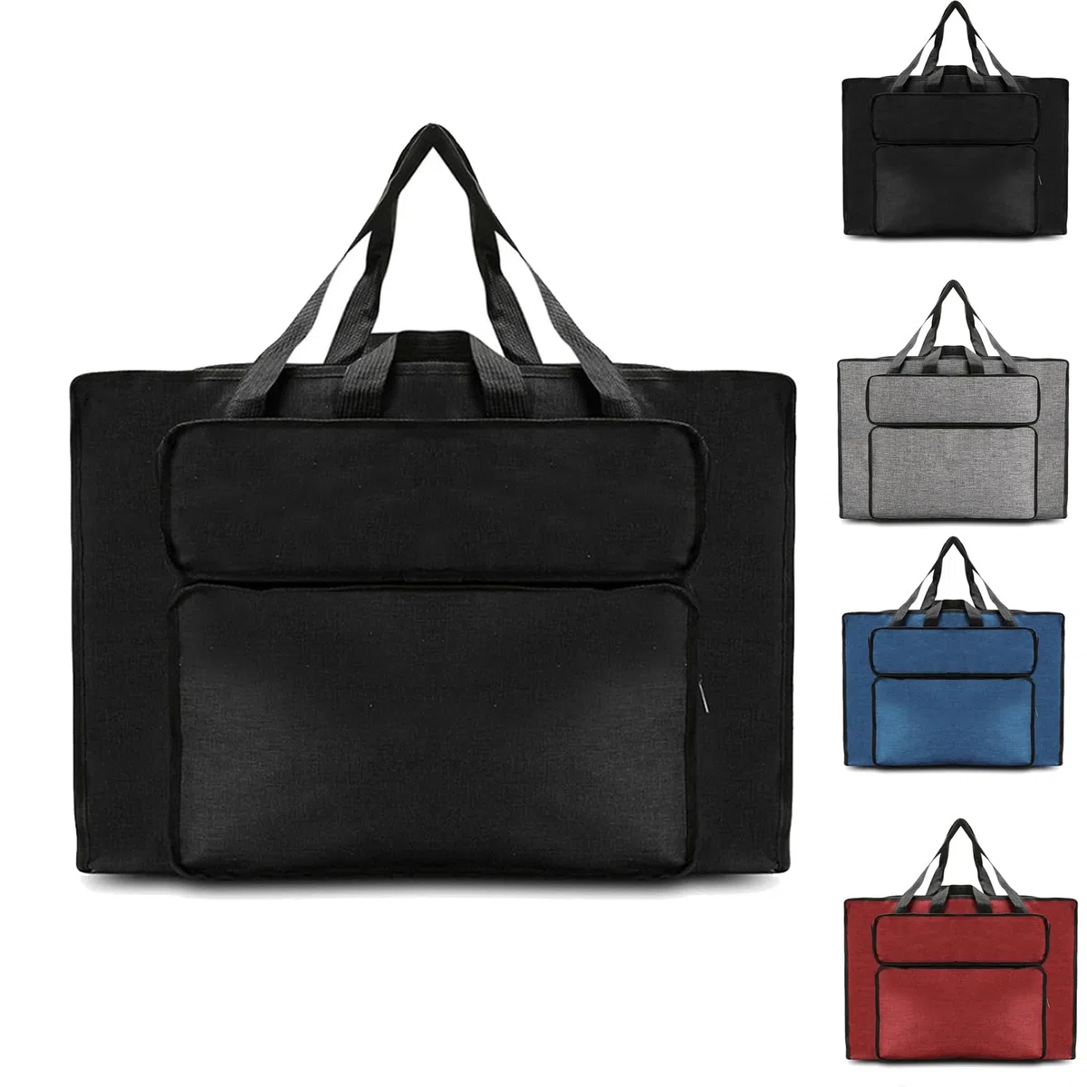 Borsa Portaoggetti per Pittura A2, Impermeabile Borsa da Trasporto per Tavolo da Disegno, Borsa da Disegno Porta Documenti con Tasche Laterali per Pennelli Colori (A2/Nero)