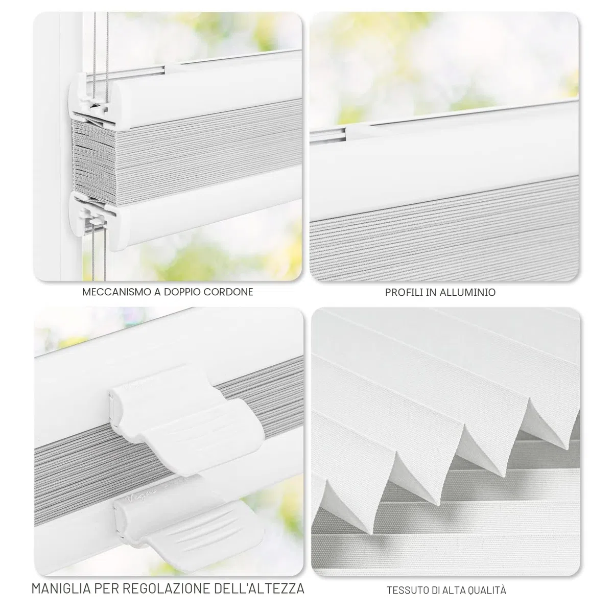 Estika Tenda plissettata su misura senza forare - larghezza 30-129 cm, altezza 150-230 cm - tessuto in 23 colori, profilo in 5 colori - per interni, per finestre, fissaggio a morsetto (Klemmfix)