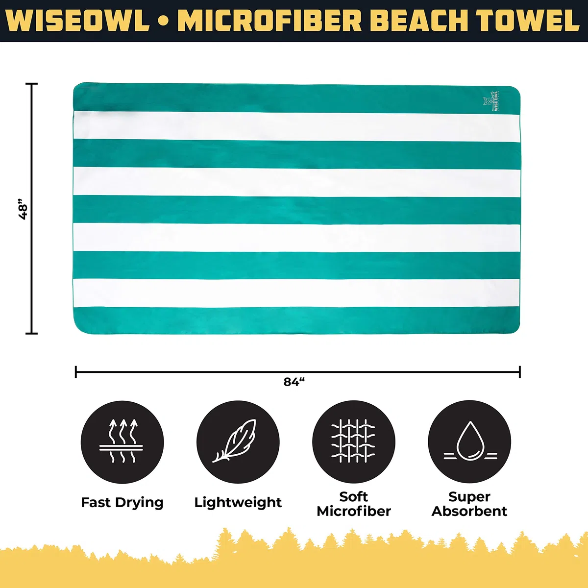 Wise Owl Outfitters Asciugamano da Spiaggia in Microfibra a Forma di Gufo Saggio – Extra Large ad Asciugatura Rapida Asciugamano da Spiaggia e da Nuoto – 1,8 x 1,2 m (7ft x 4ft) Lyndee