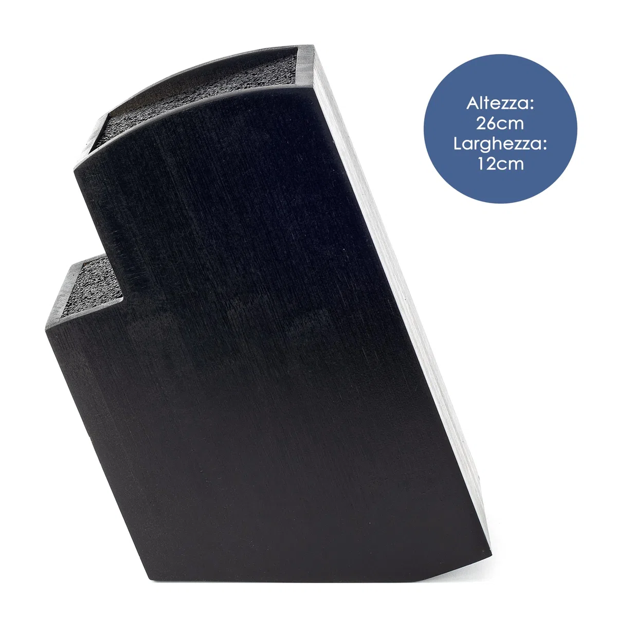 Hanseküche Ceppo portacoltelli - Portacoltelli senza coltelli in legno Tagliere (Bambù Nero, Quadrato Obliquo)