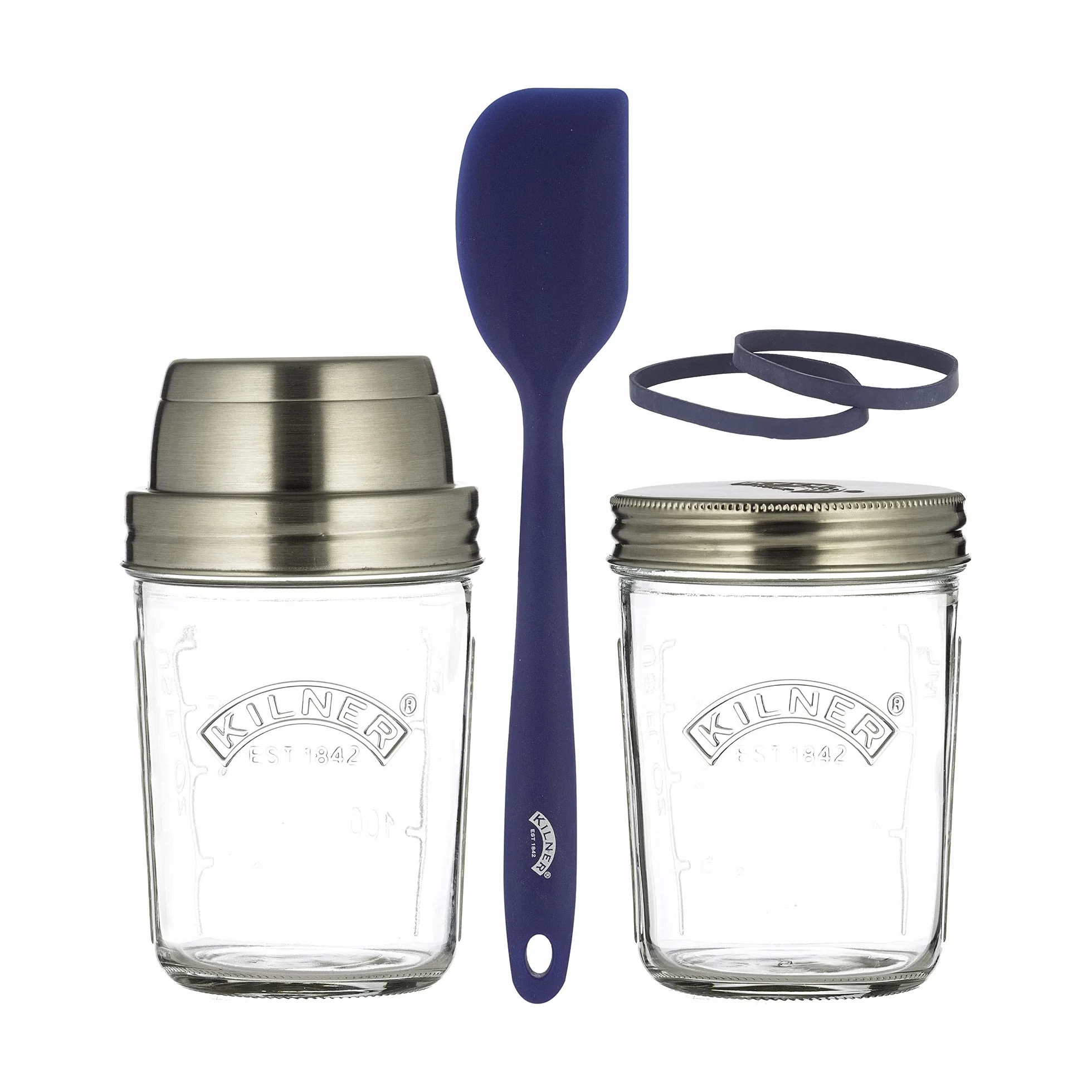 Kilner Set per pasta madre con 2 barattoli di vetro, coperchio dosatore, spatola e ricettario perfetto per pane fatto in casa, pancake, pizza e naan