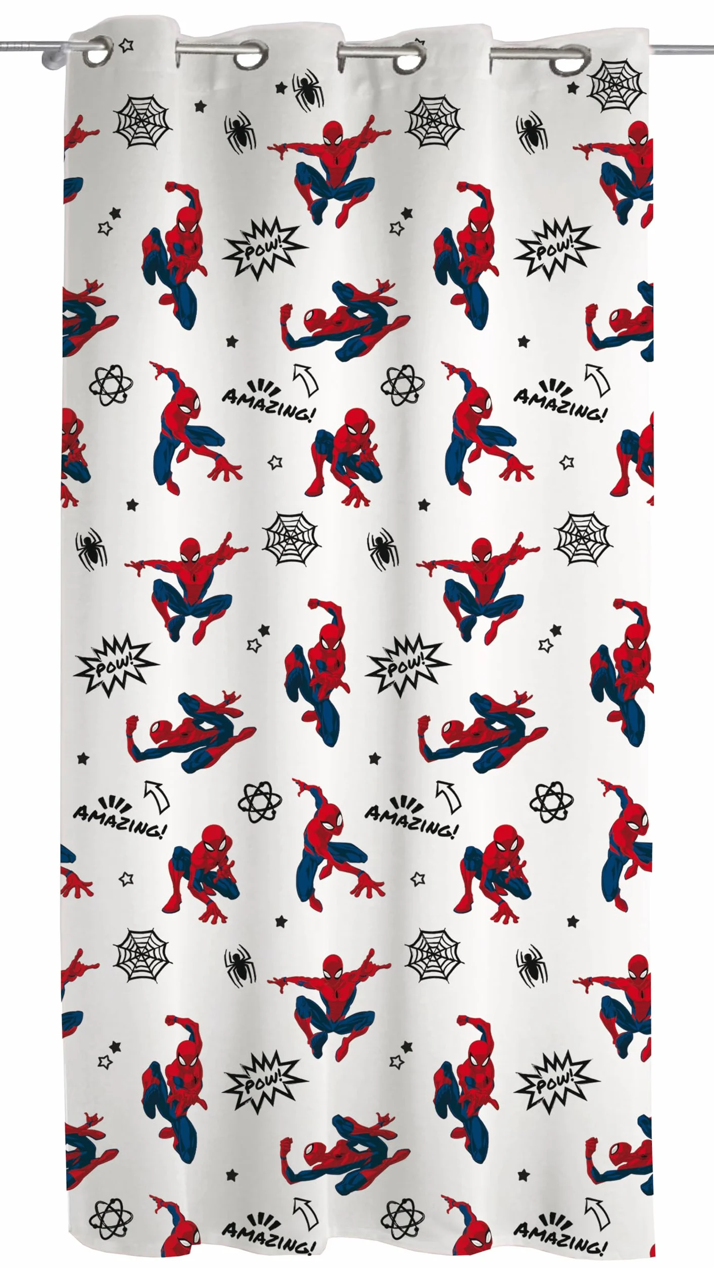 Spiderman, Tenda a Velo Con Anelli, Tenda Cameretta, Tenda per Interni, 140x290, Marvel, Prodotto Ufficiale, (Pannello Singolo)