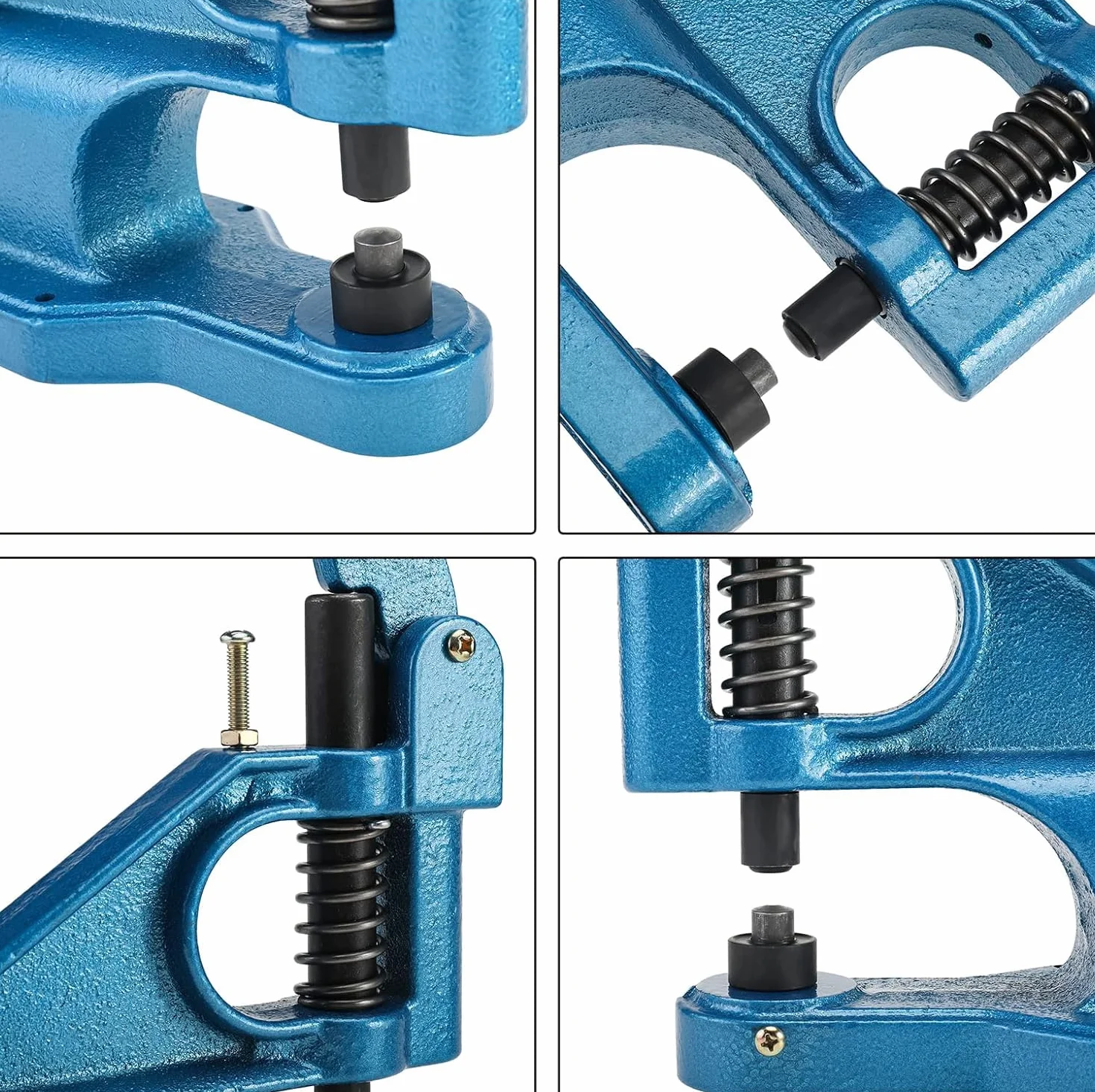 BOOMSTART Occhiellatrice Manuale Professionale, Macchina per Occhielli Metallici 6/10/12 mm con 1500 Pezzi Argento per Teloni PVC, Tessuti, Borsa