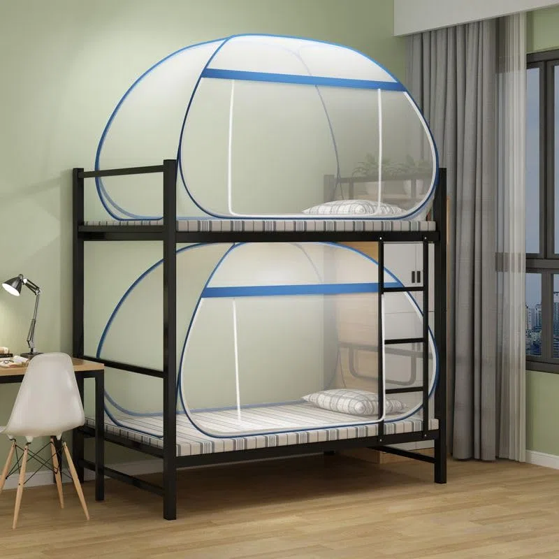 Zanzariera pieghevole rettangolare per letto singolo da 0,9 x 1,9 m, per letto singolo, per dormitori, letti a castello, zanzariera, rettangolare, con fondo pieno