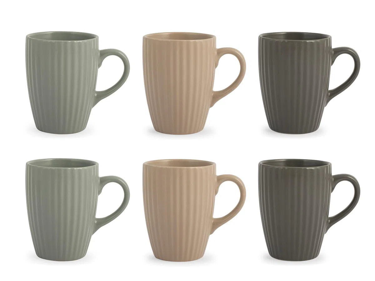 H&H Countryside Set 6 Mug, Stoneware, Colori Assortiti, cc295
