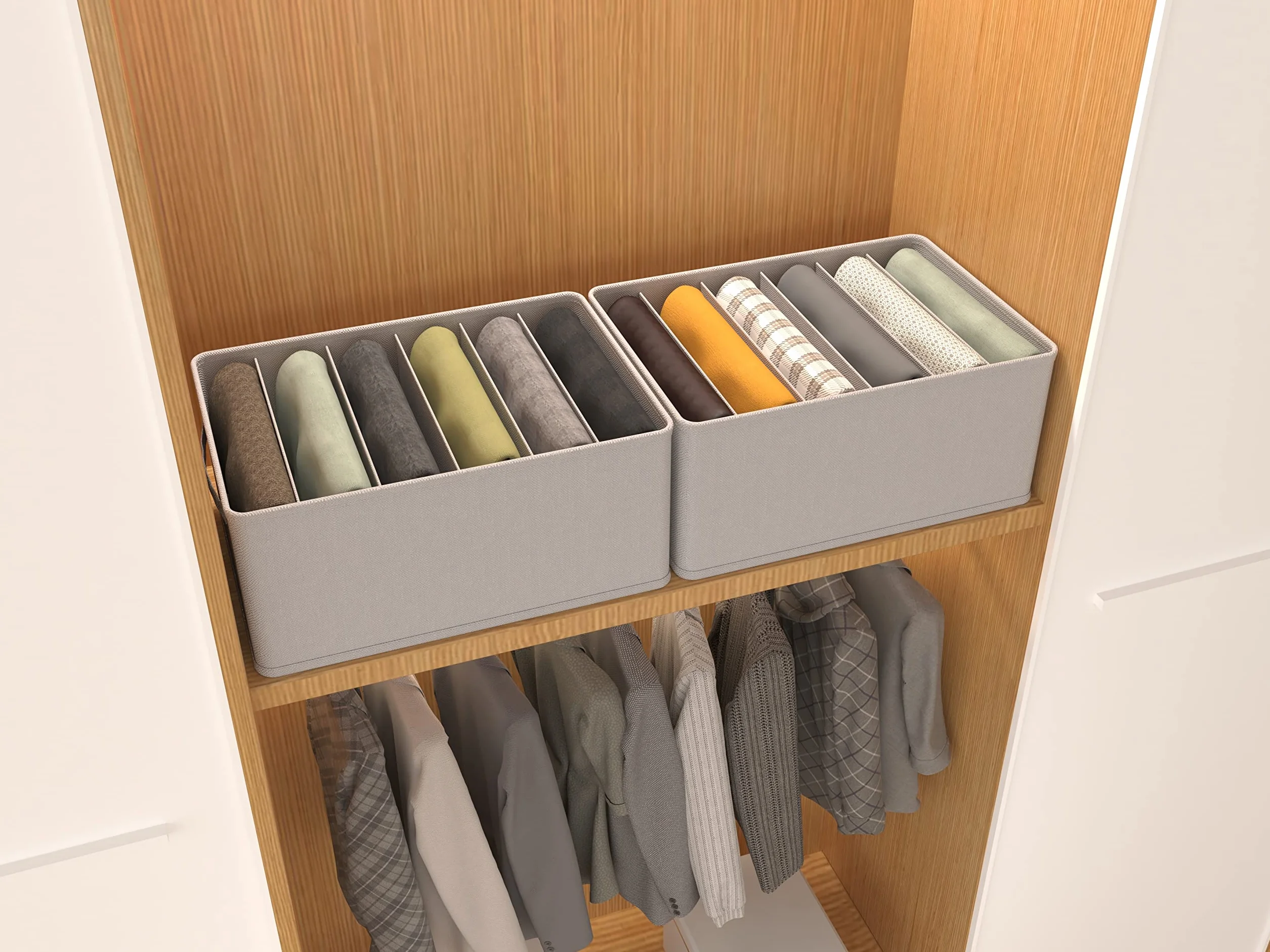 3 Pezzi Organizer Armadio Cassettiera per Jeans Organizer per cassetti impilabile e robusto Contenitori per armadio salvaspazio più spessi Scatole Portaoggetti con 8 Scomparti per Jeans, Maglione