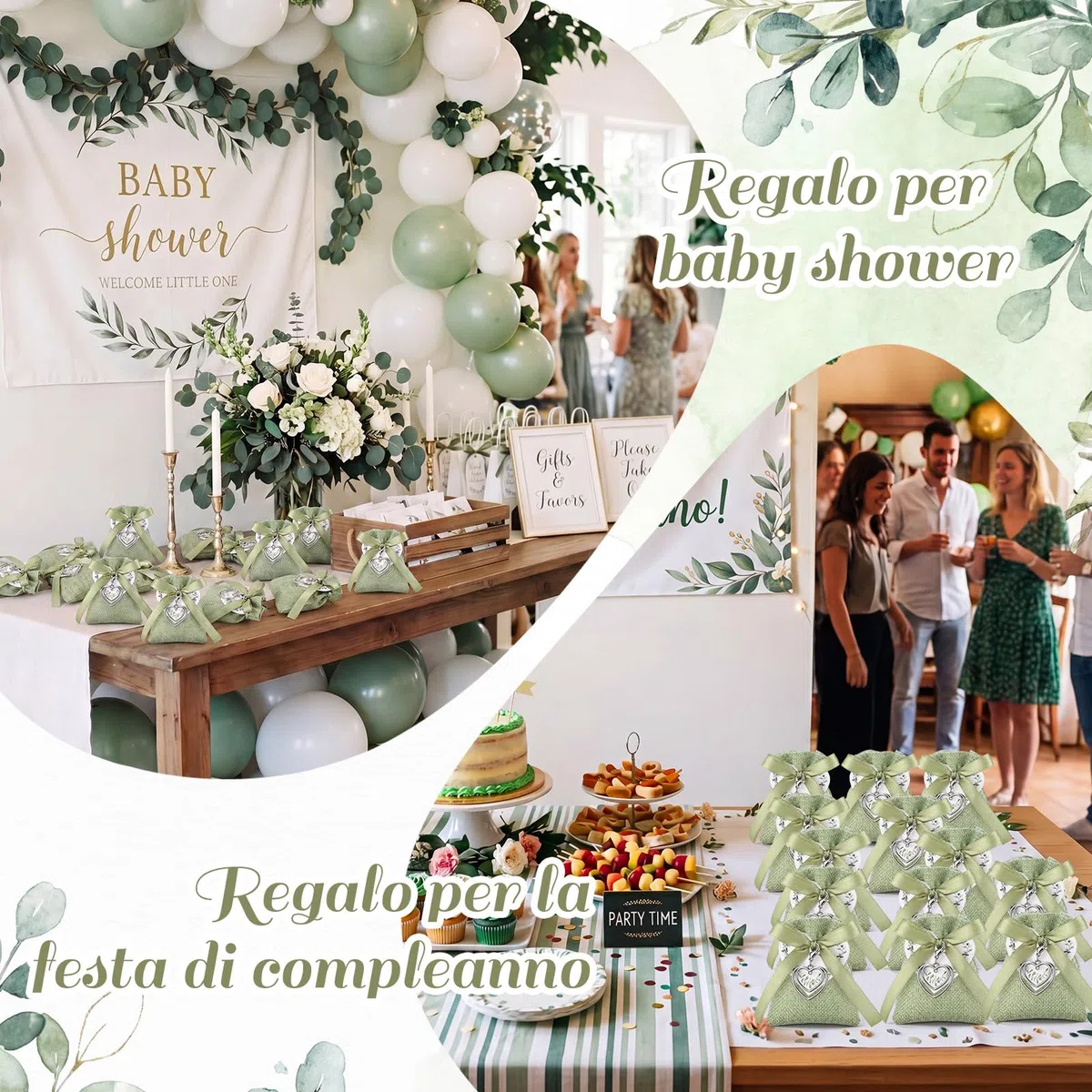BBTO 36 Set Sacchetti per Confetti in Lino Sacchettini Bomboniere Matrimonio Comunione Cresima con Portachiavi Cuore e Bigliettino Nastri Sacchetti Regalo per Fidanzamento Battesimo Festa
