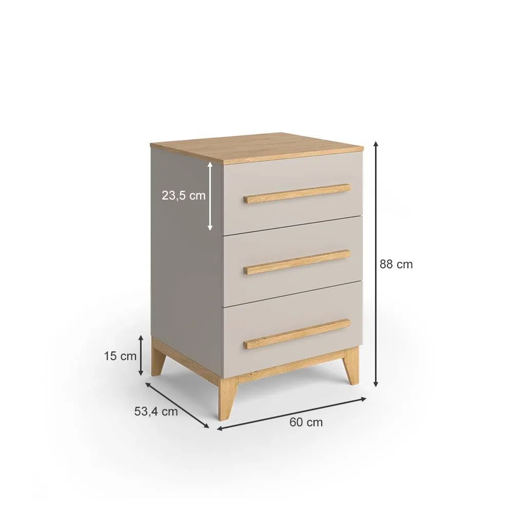 VitaliSpa Cassettiera Malia, Cashmere/Artigianale, 60 x 88 cm, per riporre vestiti e giocattoli nella cameretta dei bambini
