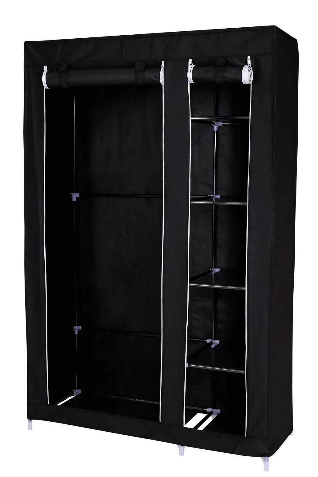 Dibea Armadio pieghevole da campeggio in tessuto guardaroba 175x110x45 cm, Nero