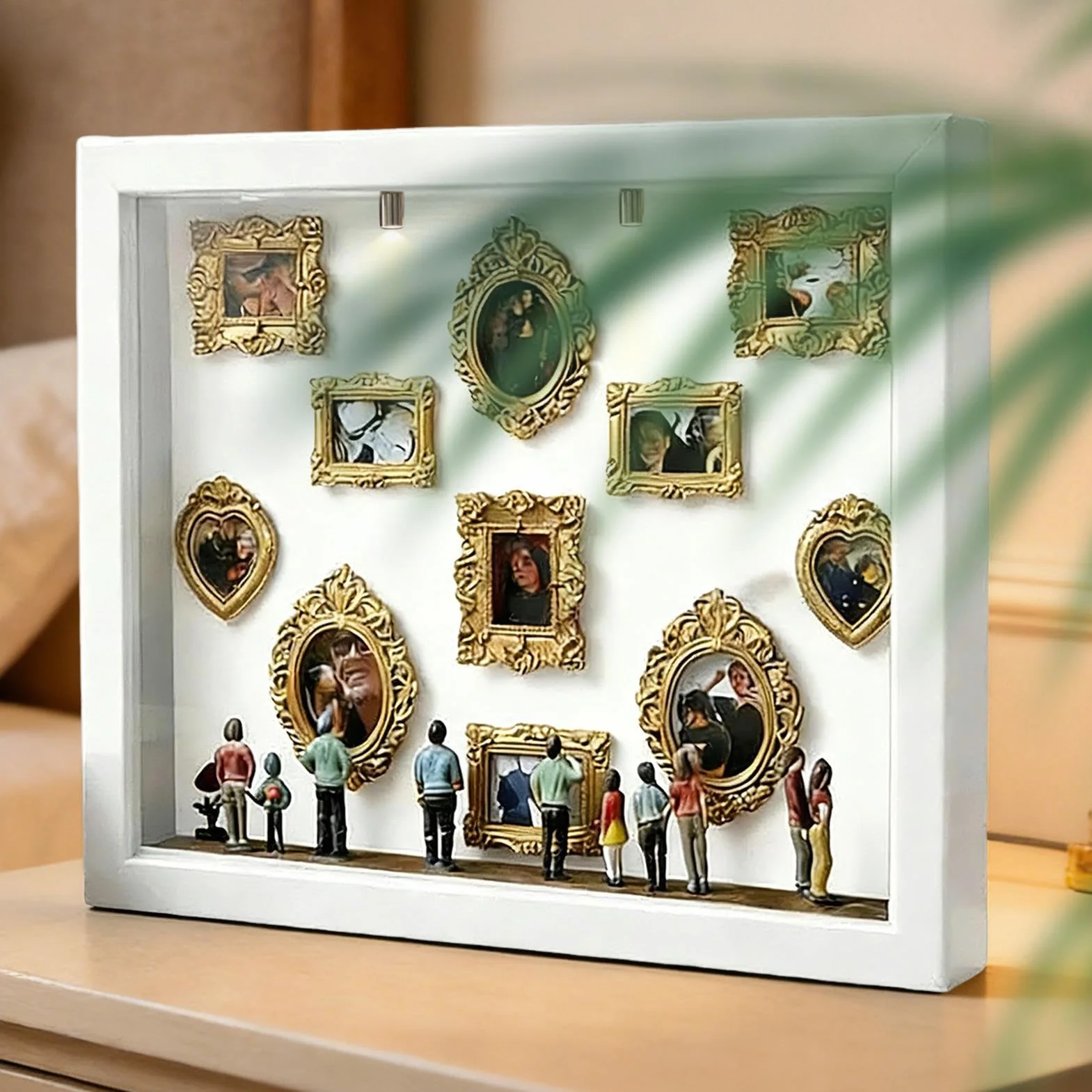 Mini Cornice In Legno Per Esposizione Di Oggetti Da Museo, Mini Cornici Per Foto Da Museo, Teca Per Esposizione Di Oggetti In Miniatura Con 8 Statuette E , Per Matrimoni, Compleanni