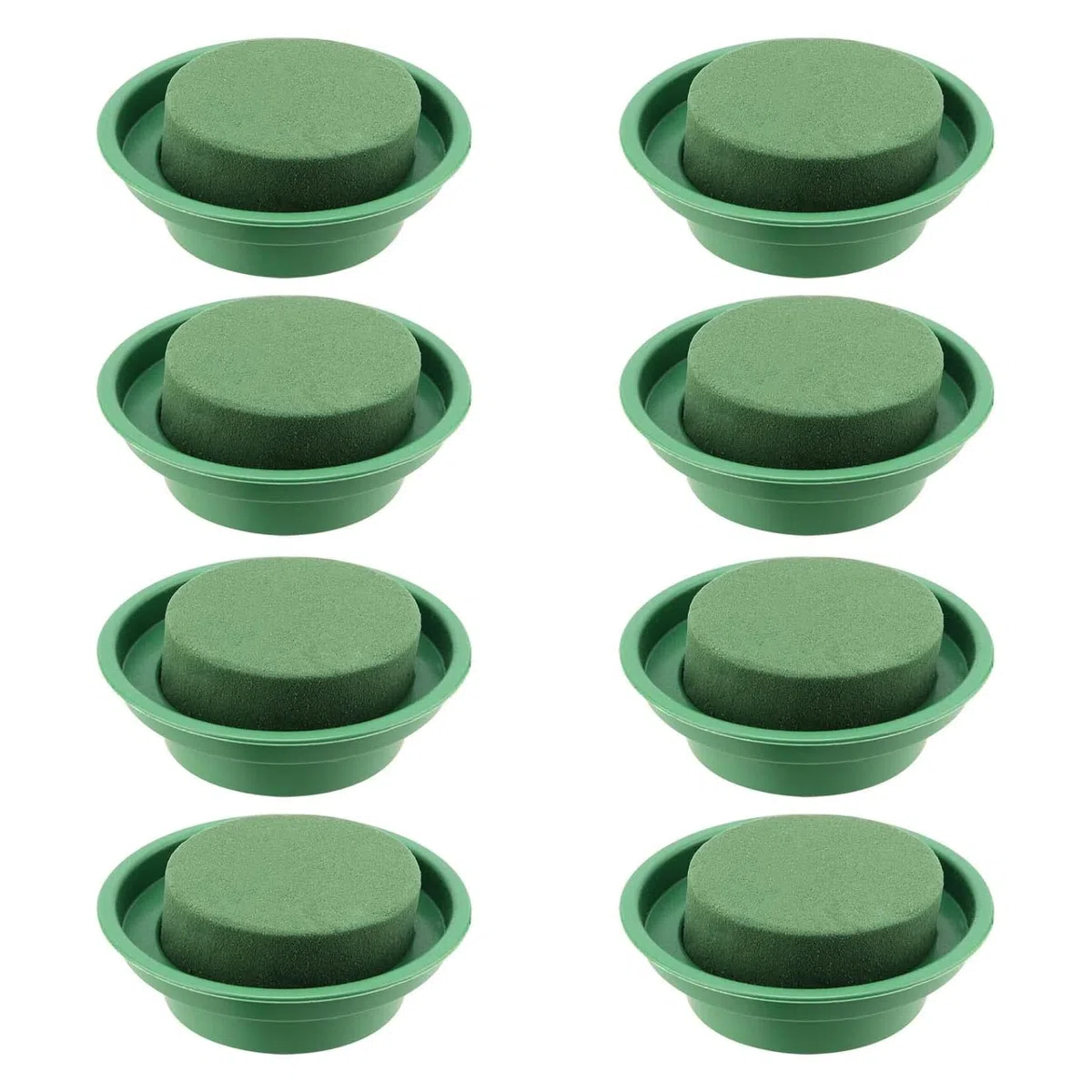 8 Cilindri in Spugna per Fiori con Base Rotonda, 8 x 4 cm, Schiuma Floreale Verde per Composizioni Floreali, Matrimoni e Fioristi