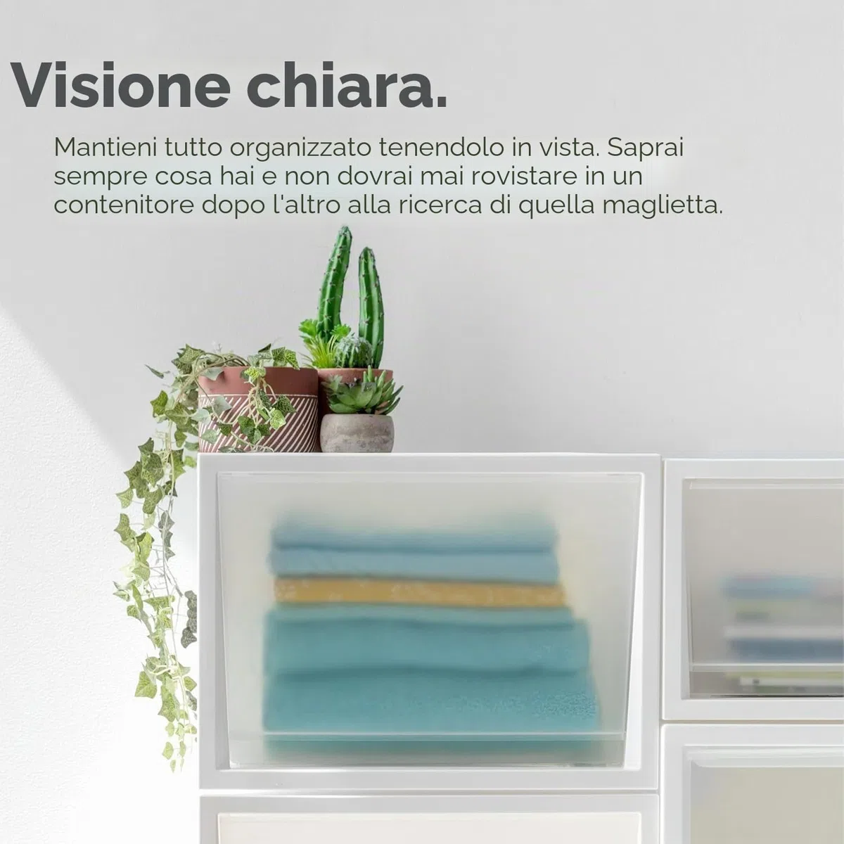 Iris Ohyama, Cassetti in plastica impilabili per vestiti, maglioni, 40L, set di 3, grandi, grigio scuro, cassetto facile da aprire, per armadio, camera da letto, senza BPA, organizzatore, BC-NS-500D