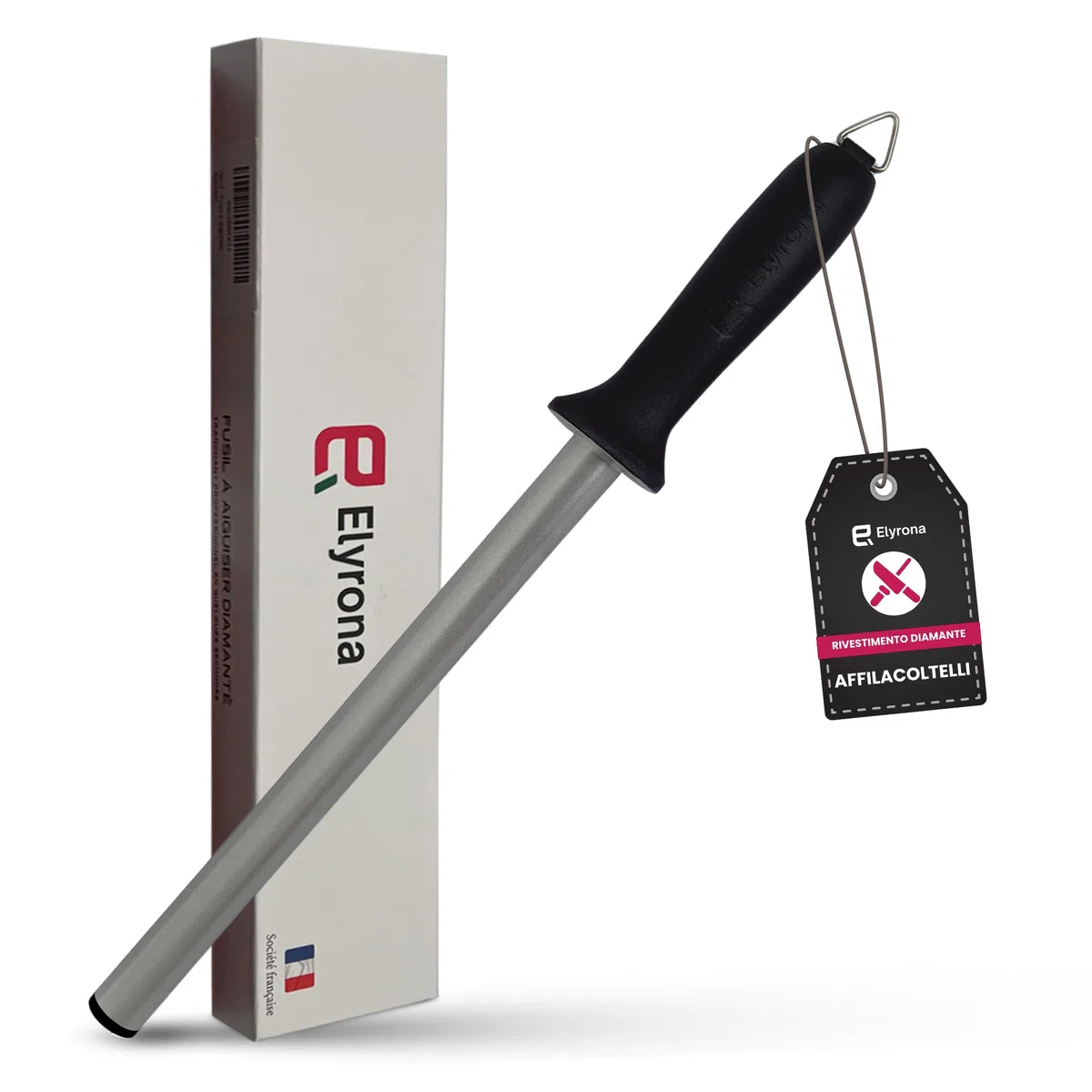 Affilacoltelli Professionale Diamantato 25 cm – Acciaino per Coltelli Cucina Manuale – Affila Coltelli Acciaio con Manico Antiscivolo – Mola Affilacoltelli per Tutti i Tipi di Lame