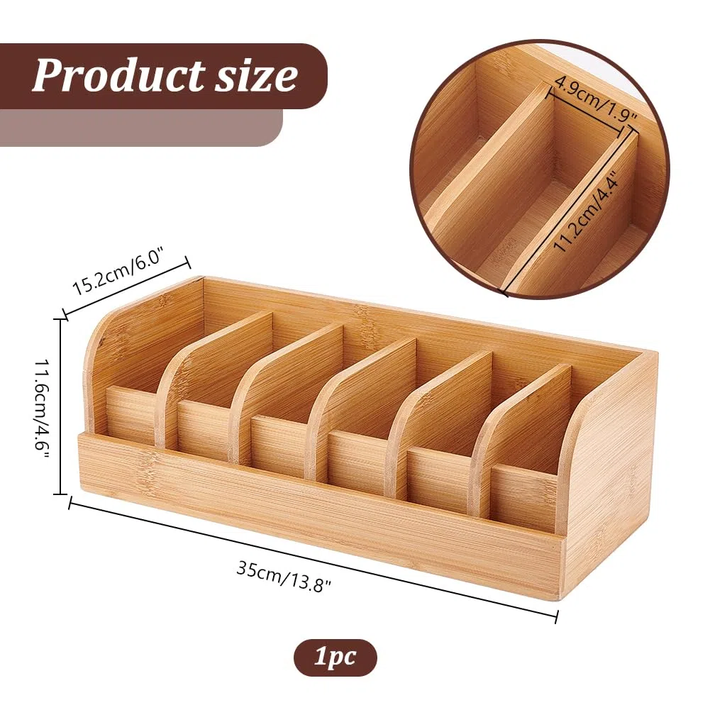 PH PandaHall Scatola per Cintura in Legno con 6 Scomparti Organizzatore per Cintura, Porta Cinture Contenitore per Uomo e Donna Cinture Cravatta Armadio Cassetto, 35x15.2x11.6cm