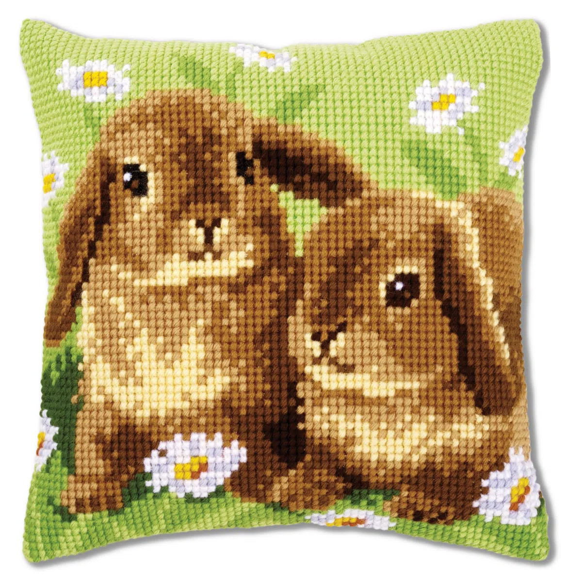 VERVACO Kit Cuscino Punto Croce Due Conigli Set Ricamo Principianti Cuscini Gobelin Decorativi ca. 40 x 40 cm Accessori per Lavoretti Creativi DIY Casa Decor Hobby Adulti Cross Stitch
