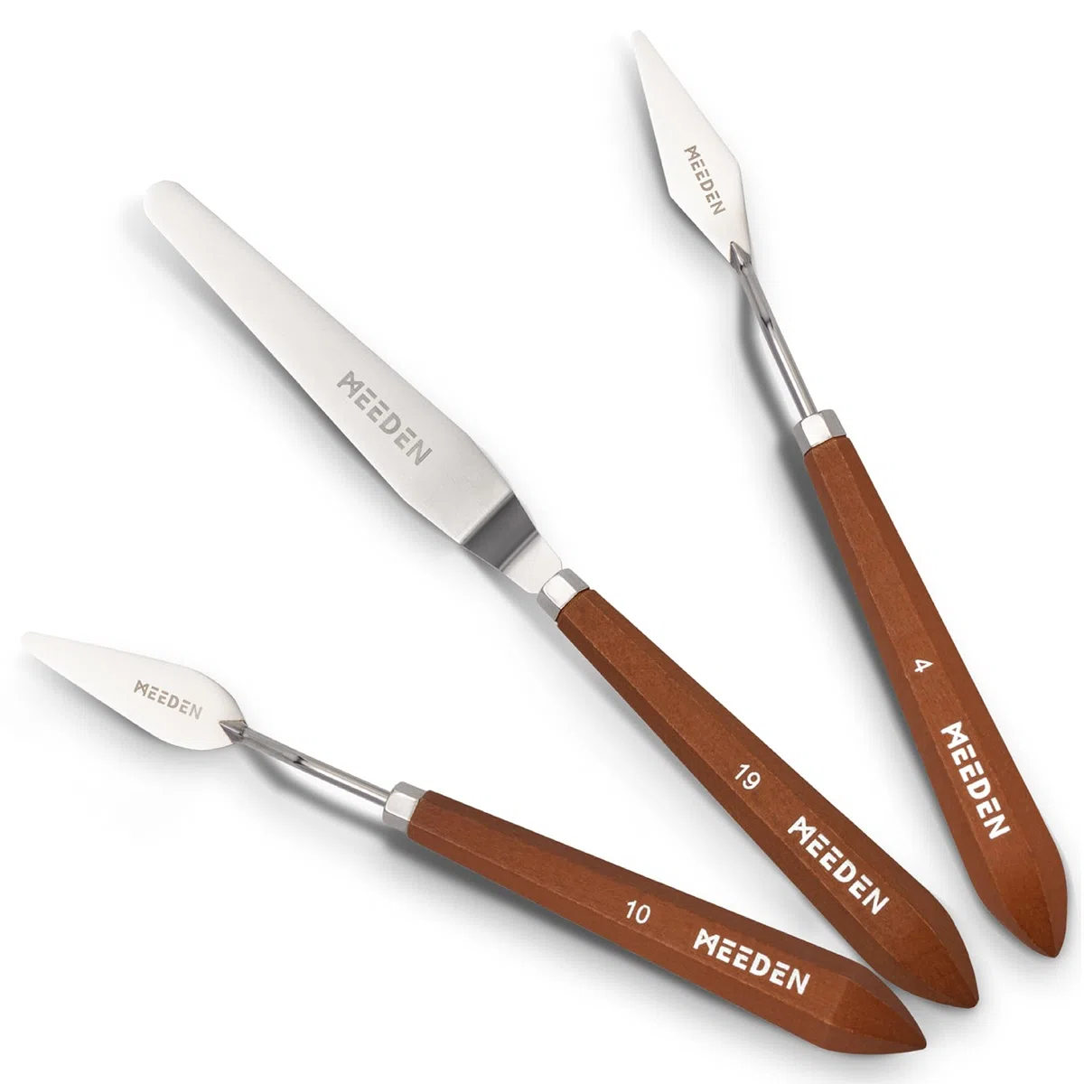 MEEDEN Set di 3 coltelli per tavolozze artistiche con manico in legno, lame in acciaio inox per olio, pittura su tela acrilica