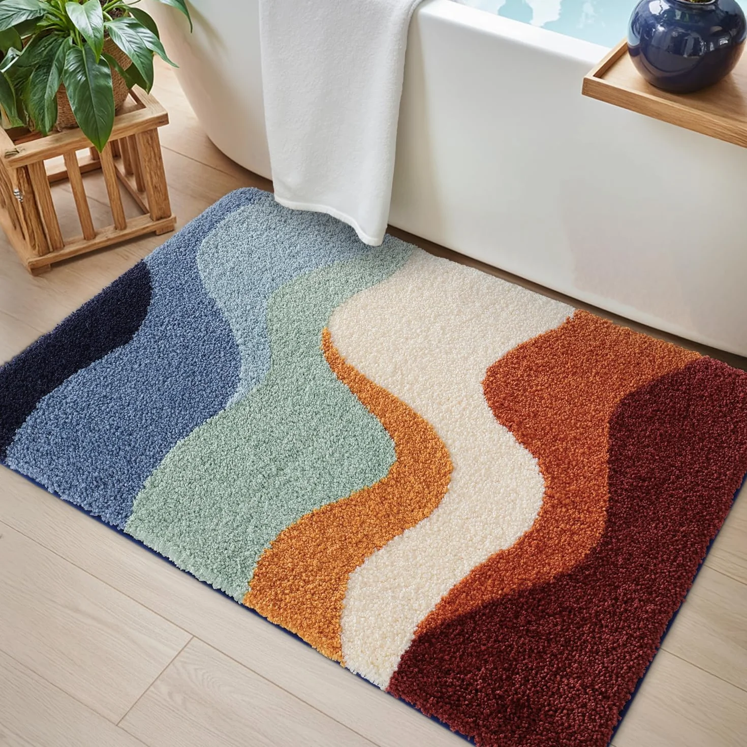 DEXI Tappeto Bagno 40 x 60 cm, Tappeti Bagno Antiscivolo Assorbente, Lavabile in Lavatrice, Tappetino Morbido per Doccia, Vasca, Multicolore