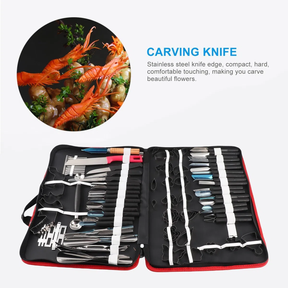 80pezzi Set di Strumenti per Intaglio Culinario, Kit di Coltelli da Intaglio per Guarnire/Tagliare/Sbucciatura Utensili, con Sacchetto di Stoccaggio, per Guarnizioni per Frutta e