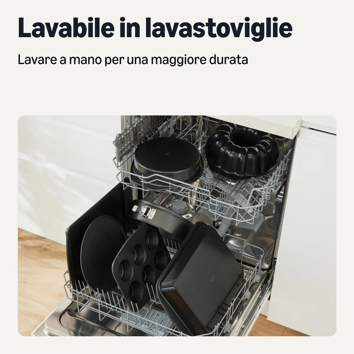 Amazon Basics Teglie Antiaderenti, Set di 6 Pezzi, Impilabili, Lavabili in Lavastoviglie e Adatte al Forno