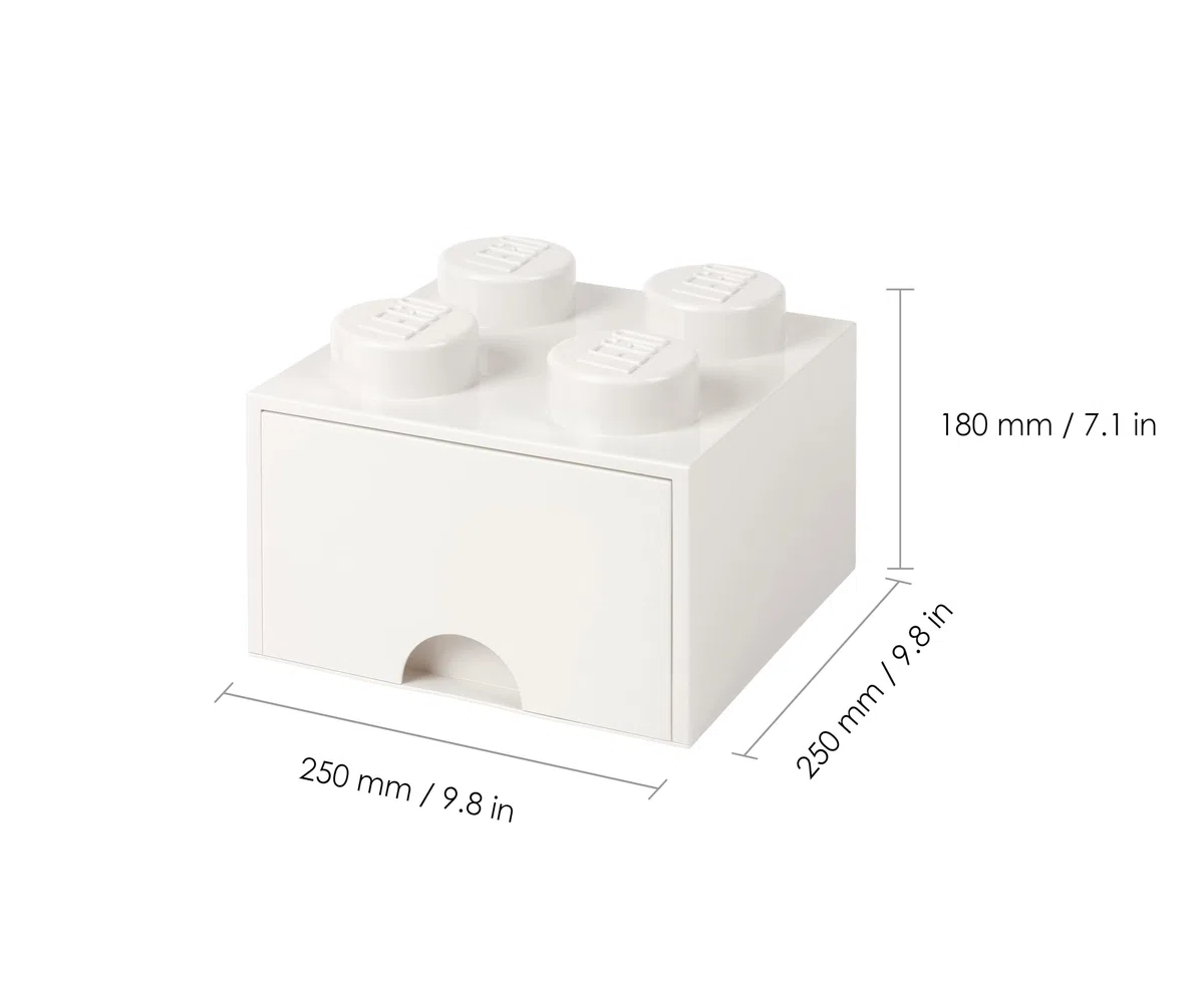 Cassettiera Mattoncino Lego 4 Bottoni, 1 Cassetto, Cassa Portaoggetti Impilabile, 4.7 L