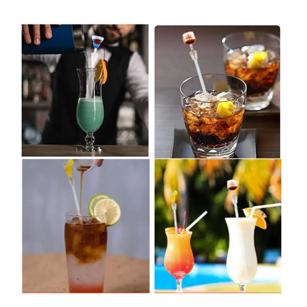 Bastoncini per Cocktail, 10 Pezzi Acrilico Cocktail Agitatori Drink Agitazione Bastoncini Colorati Swizzle Mixing Sticks Plastica Cocktail Swizzle Stirrer (23cm)