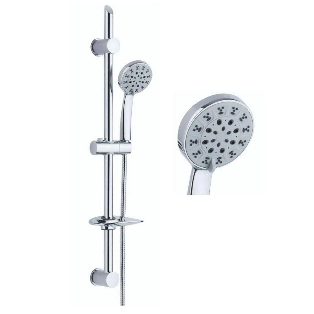 OGOMONDO Asta Doccia Saliscendi 005 Completo Doccetta 5 Funzioni Multigetto Salvaforo H 72 CM