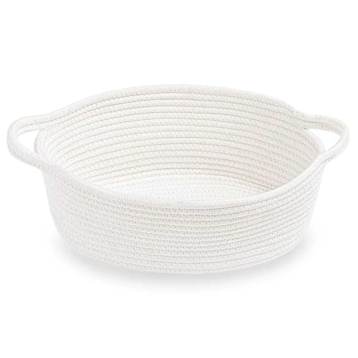 Weiß Cesta Intrecciata in Corda di Cotone con Manico, Cesto Regalo Vuoto, Pratico Cesto Contenitore per Giocattoli per Bambini, Organizzatore Decorativo per Camerette